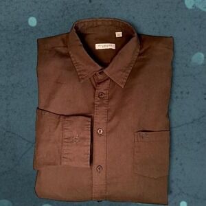 Burberry Brit Linen Blend Brown Men's Long Sleeve Shirt Size XL